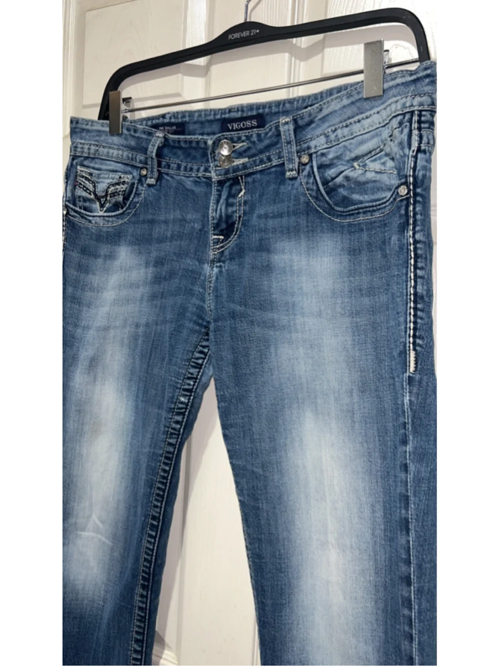 Women's Vigoss The Dallas Boot Cut Jeans Size 15 Blue White